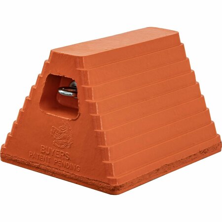 BUYERS PRODUCTS Orange Heavy Duty Rubber Wheel Chock with Recessed Chain Eye 10x8x6 Inch WC6810LP